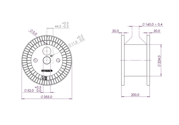 355-18-160-plastic-spool-d355-18kg-drawing