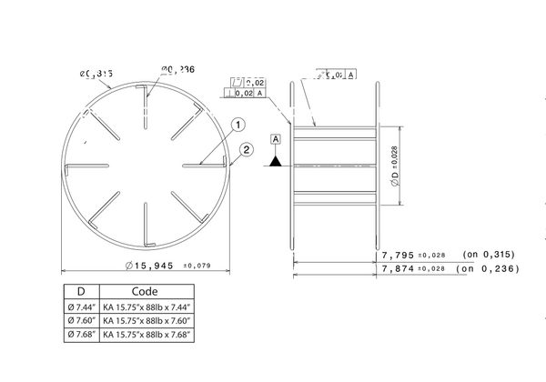ka-400-195-wire-basket-spool-15-75-88lb-k-model-with-ring-hub-diameter-7-68-drawing