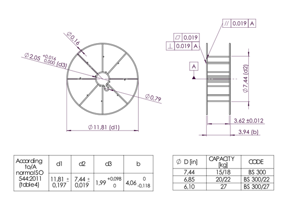 bs-300-0-wire-basket-spool-with-pin-hole-12-33b-39-50lb-44lb-48-5lb-55lb-60lb-bs-model-drawing